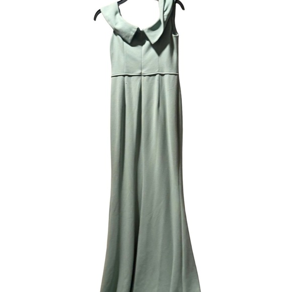 NWT ADRIANNA PAPELL Chiffon Off the Shoulder Gown in Frosted Sage Green dress - Picture 3 of 12